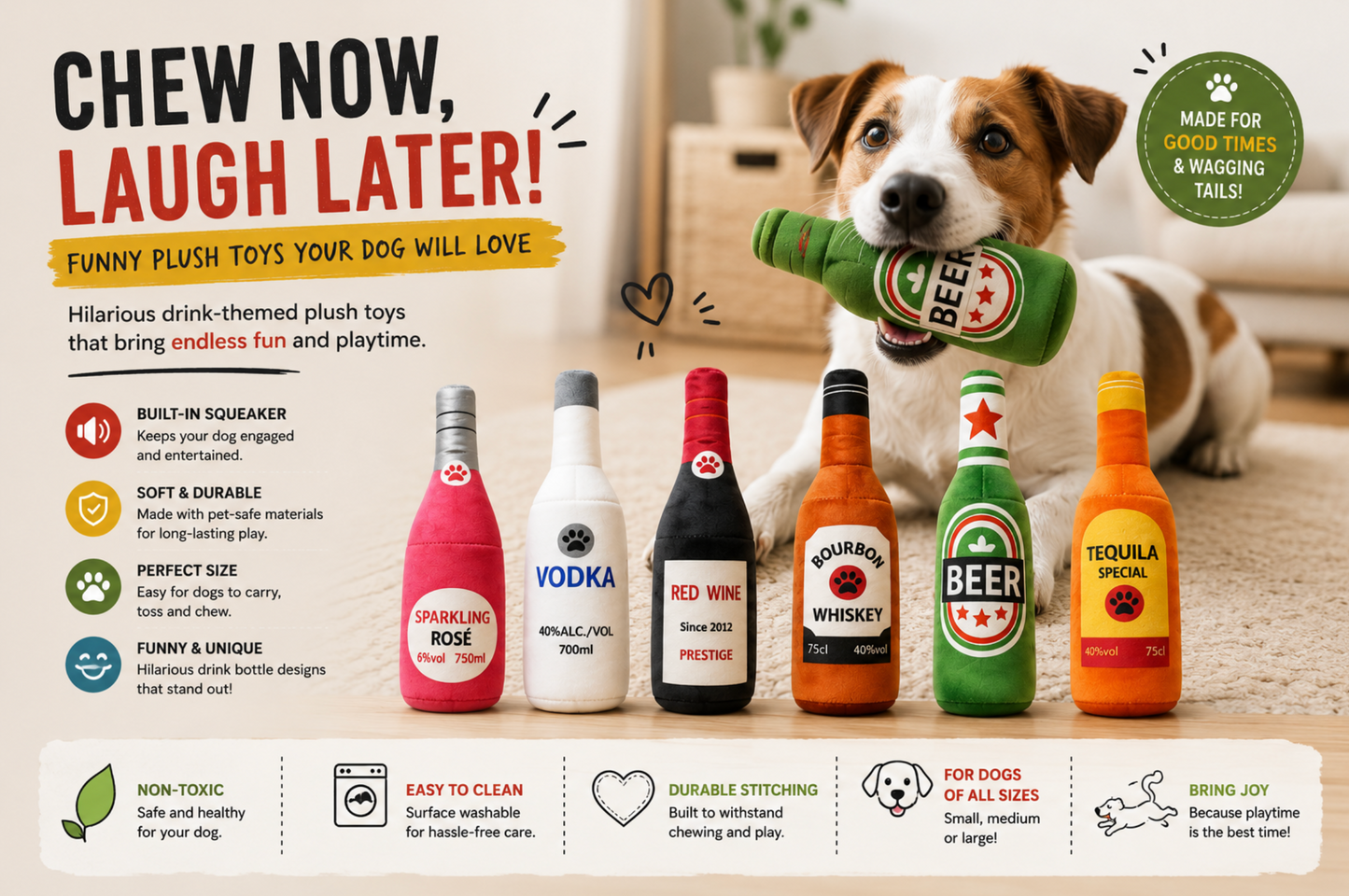 Funny Beer Bottle Dog Toy